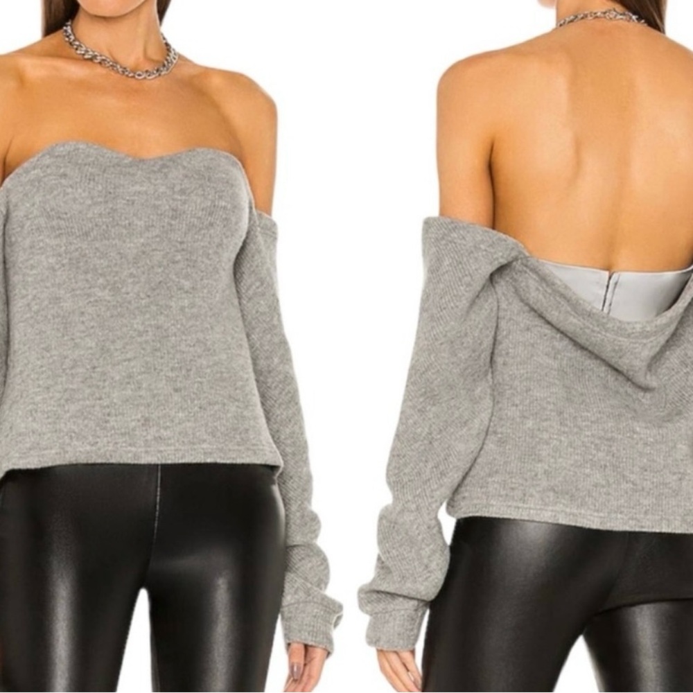 RtA Gray Off-Shoulder Sweater